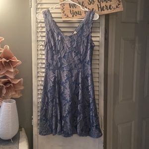 Francesca’s A-line periwinkle dusty blue dress in lace.NWOT